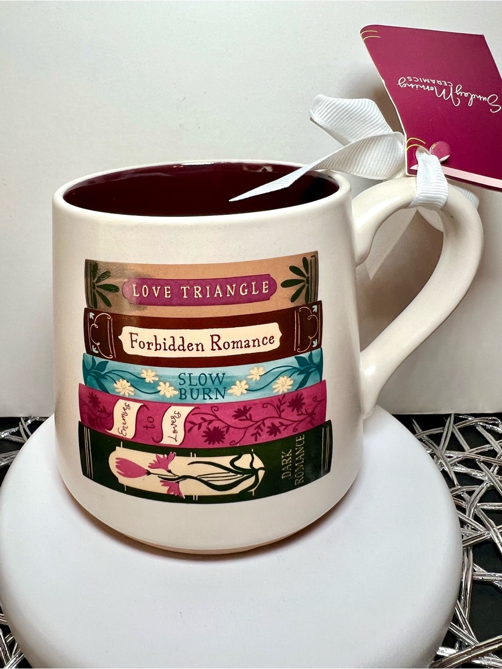 Dark Romance Books Ceramic Mug Love Triangle Enemies to Lovers Library Bookshelf